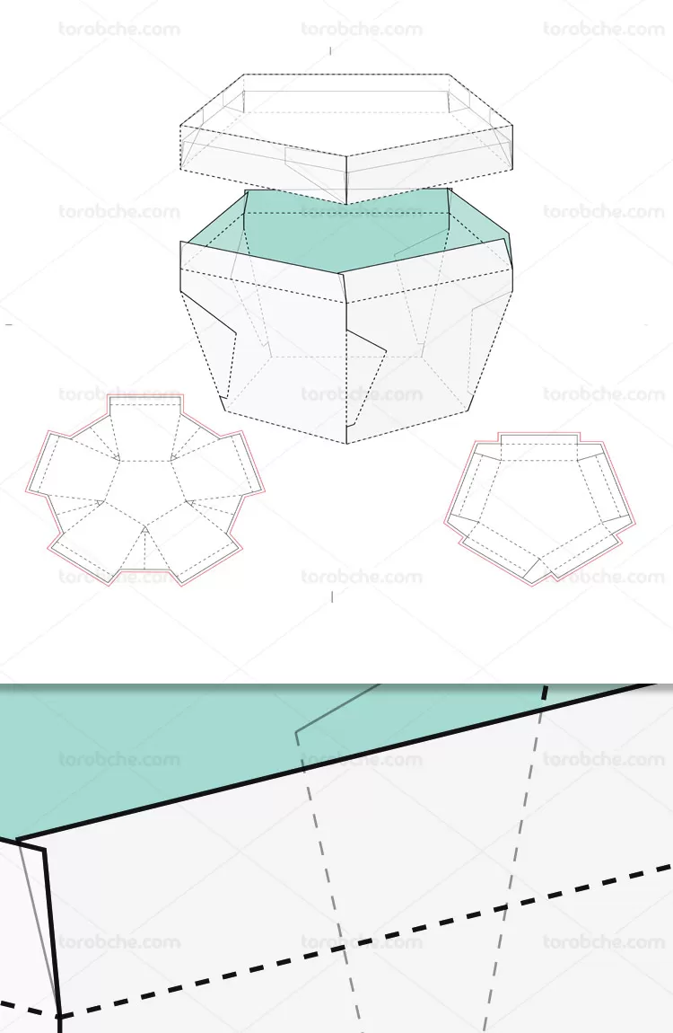 وکتور طرح گسترده بسته بندی شش ضلعی | گرافیک با طعم تربچه
