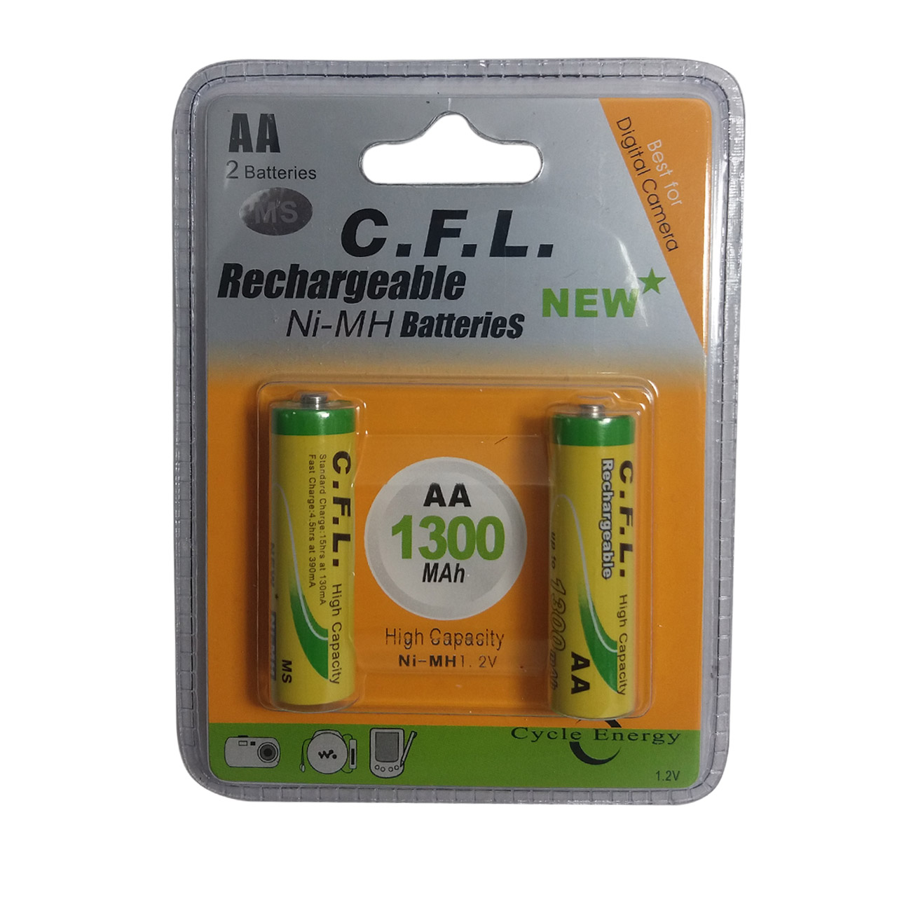 باتری قلمی قابل شارژ سی اف ال مدل NI-MH-1300 بسته 2 عددی