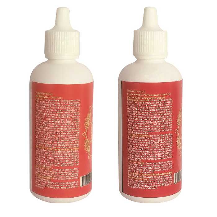 روغن تقویت کننده مو، مژه و ابرو مرهم یاب مدل هسته انار و حلزون حجم 80 میلی لیتر مجموعه 2 عددی