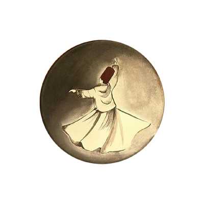 بشقاب دیوارکوب سفالی طرح سماع کد D115-A مجموعه 3 عددی