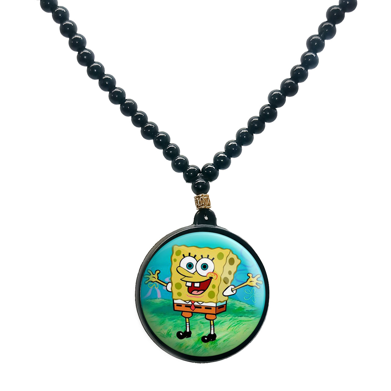 گردنبند پرمانه طرح باب اسفنجی کد pmd.1009 مدل دو طرفه