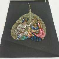 نقاشی قدیمی بر روی برگ انجیر طبیعی (هندی) شماره 9