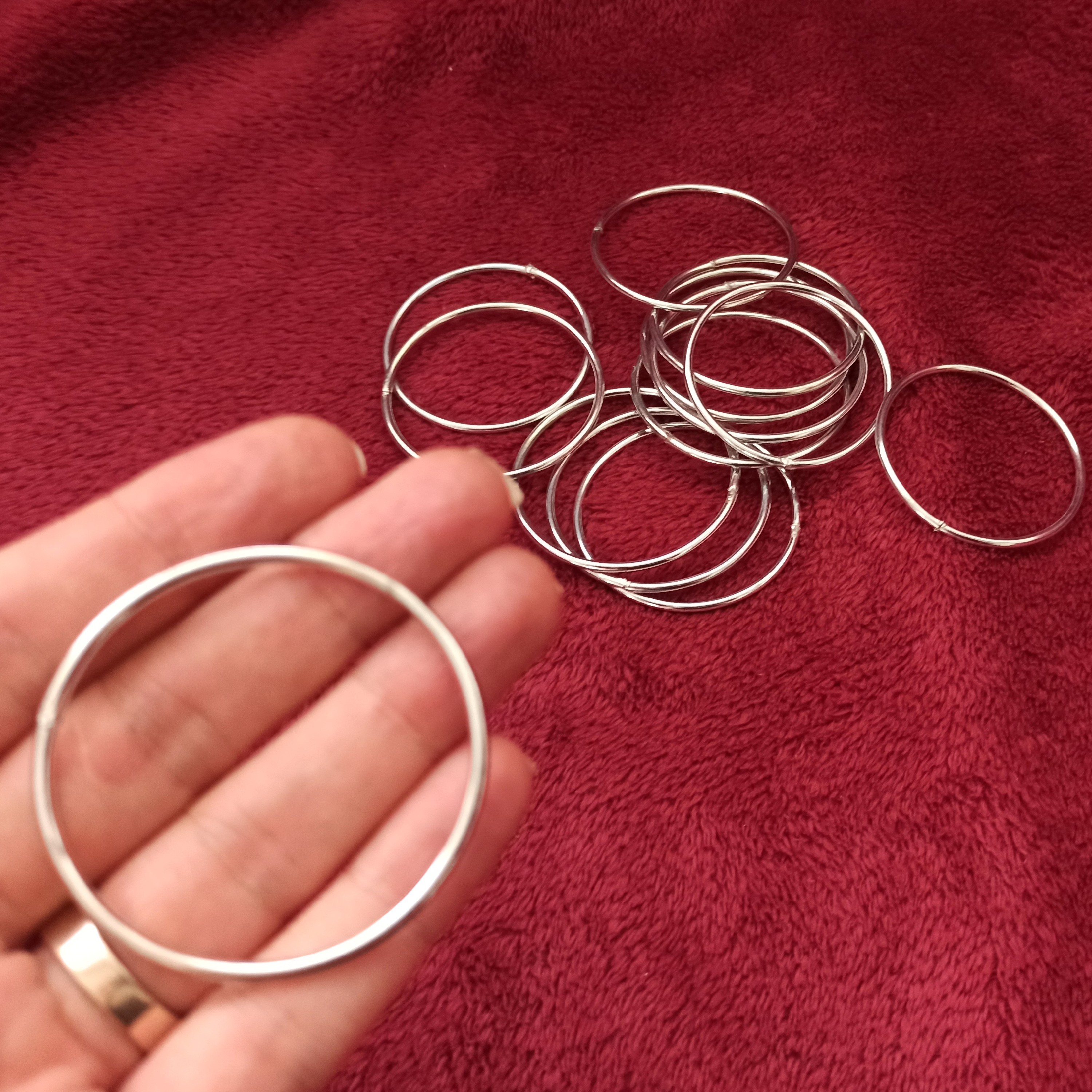 حلقه فلزی نقره ای قطر 5 سانت بسته 5عددی 