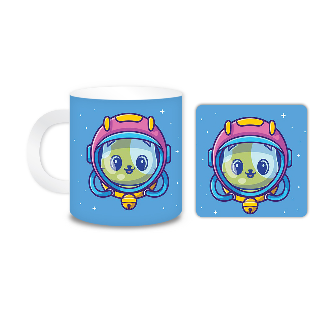 ماگ مدل گربه کد 1747 به همراه زیر لیوانی