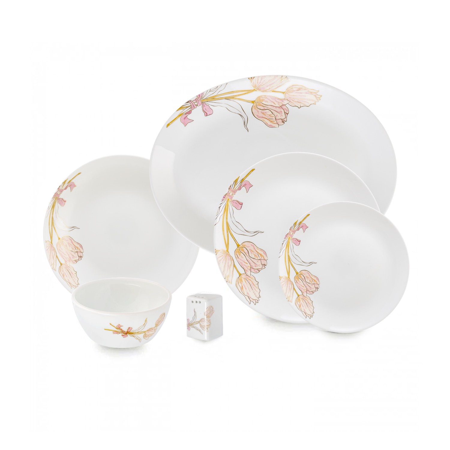 سرویس غذاخوری 28 پارچه اوپال هومیت طرح دانژه صورتی