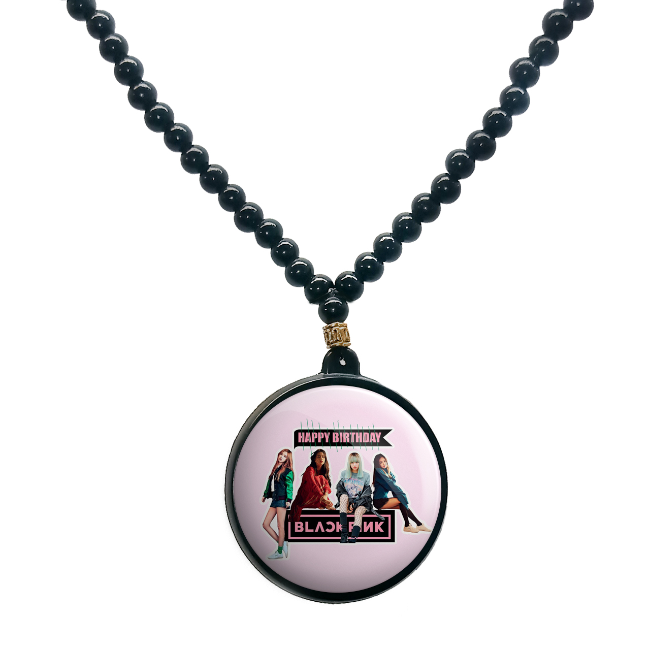 گردنبند پرمانه طرح بلک پینک کد pmd.71