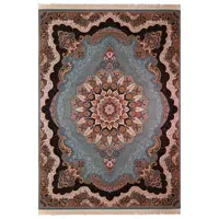 فرش ماشینی زمرد مشهد مدل کیمیا زمینه آبی