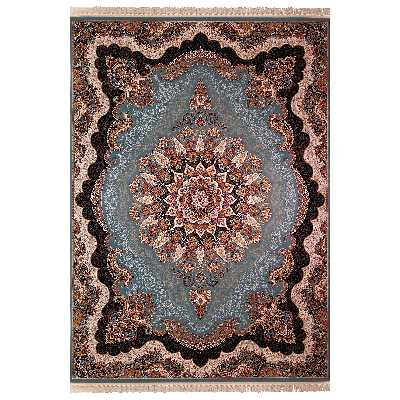 فرش ماشینی زمرد مشهد مدل کیمیا زمینه آبی