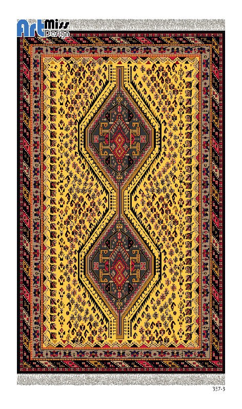 قالیچه درجه1 در ابعاد متنوع با ترمز فرش زمینه زرد سنتی