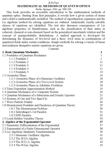 خرید و دانلود نسخه کامل کتاب Mathematical methods of quantum optics