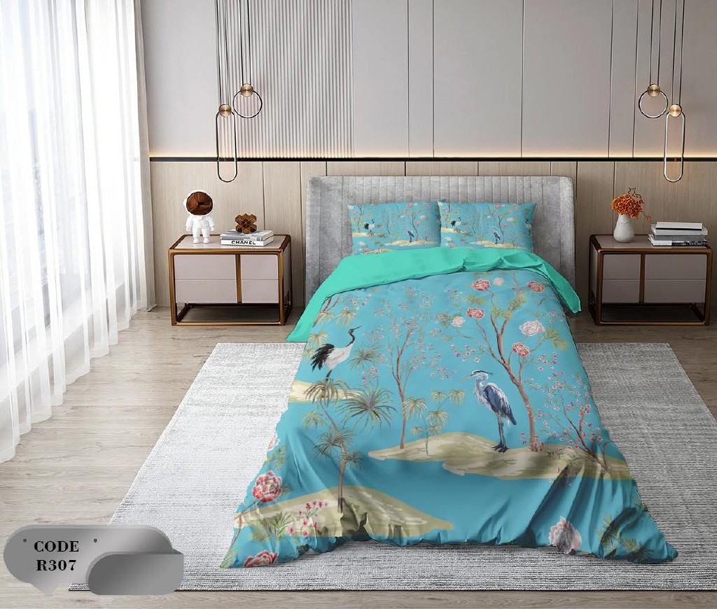 سرویس روتختی 2 نفره 6 تکه ابعاد 2.25 ×2.35 کشدار ضد حساسیت و عرق کد R307 | ست خواب و ست روتختی