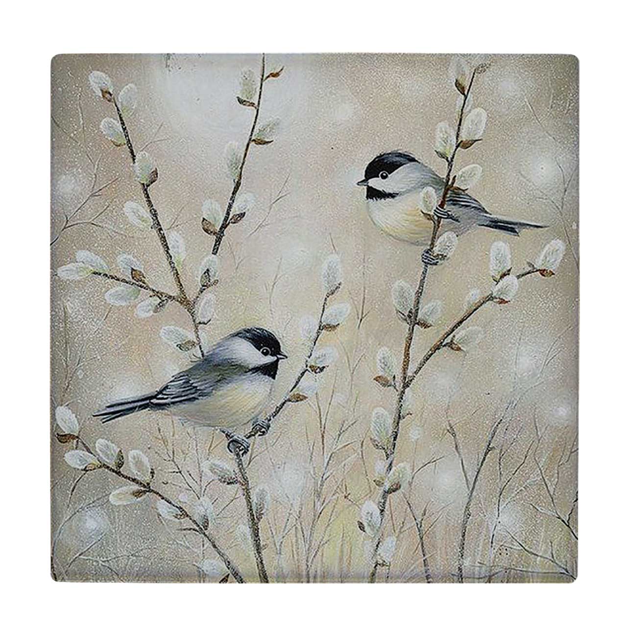 زیر لیوانی  طرح نقاشی دو پرنده روی شاخه کد    6167396_5501