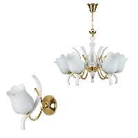 لوستر و چراغ دیواری چشمه نور کد A808/5-1-Pro مجموعه دو عددی