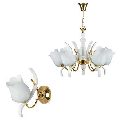 لوستر و چراغ دیواری چشمه نور کد A808/5-1-Pro مجموعه دو عددی