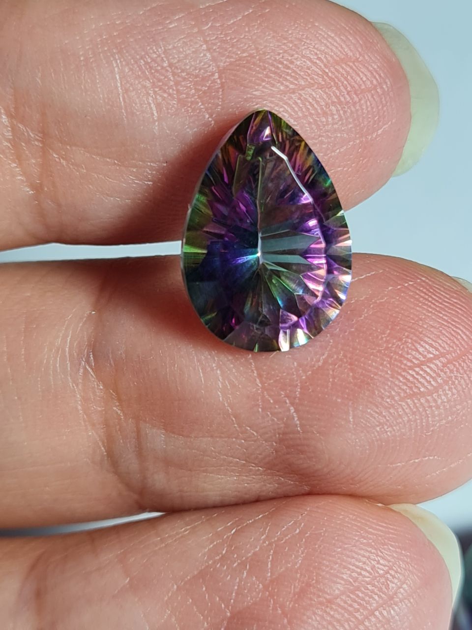نگین کوارتز هفت رنگ(بهسازی شده) اشکی 3884