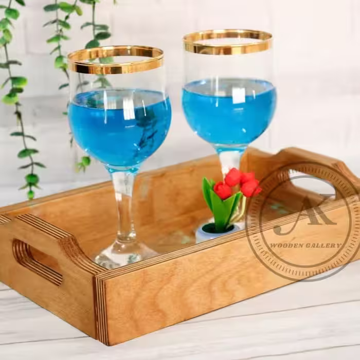 سینی لبه دار چوبی سایز متوسط 