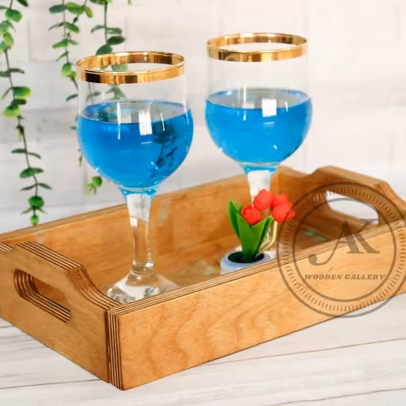سینی لبه دار چوبی سایز متوسط 