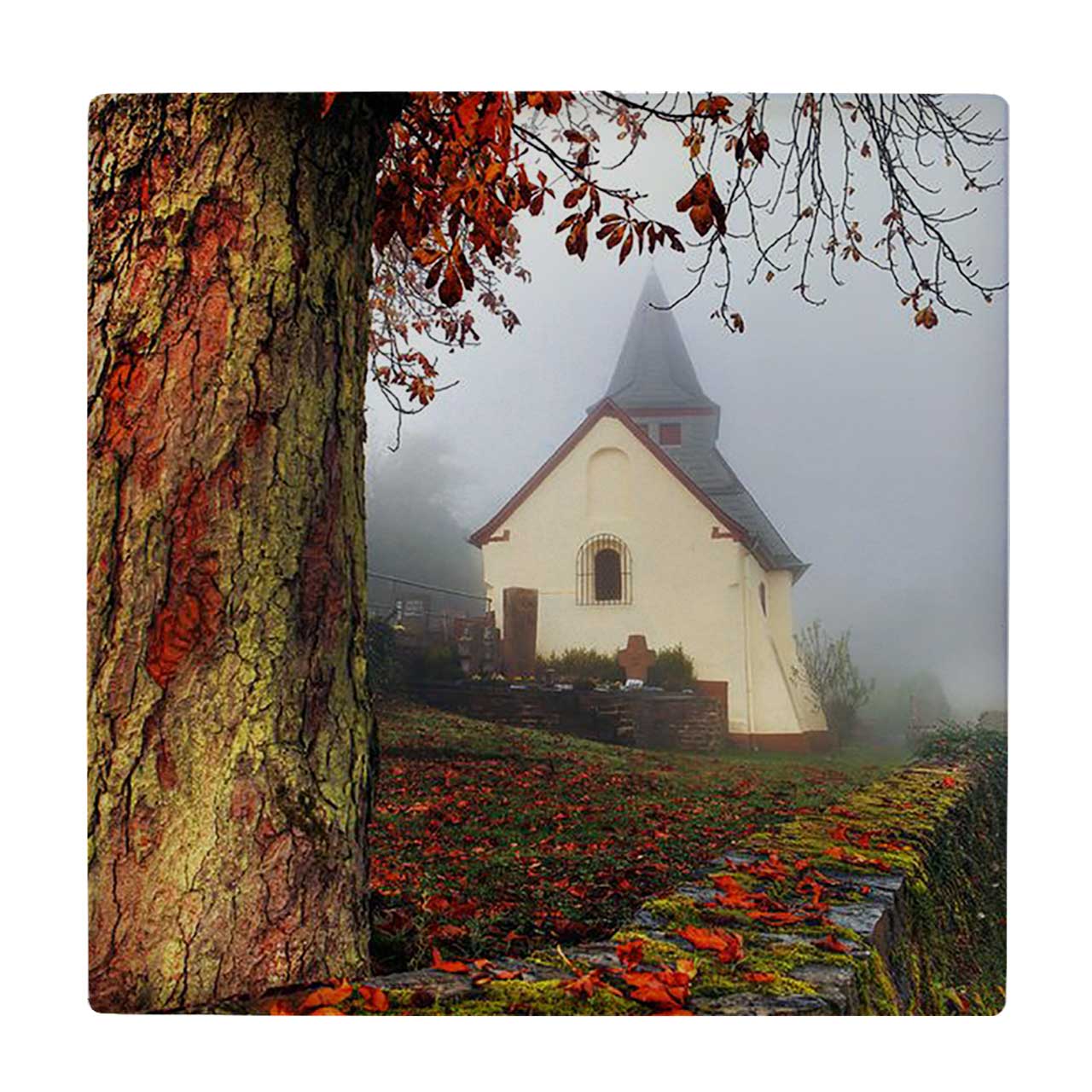  کاشی کارنیلا طرح منظره پاییزی و کلبه کد wkk3271