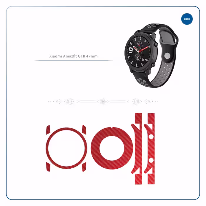 برچسب ماهوت طرح Red Fiber مناسب برای ساعت هوشمند شیایومی Amazfit GTR 47mm