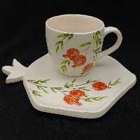 ست فنجان و نعلبکی سرامیکی هیوا طرح انار کد 11040895