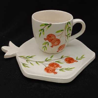 ست فنجان و نعلبکی سرامیکی هیوا طرح انار کد 11040895