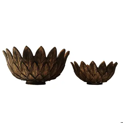 ظرف دکوری لیلپار طرح برگ مدل DKH-B019 B مجموعه 2 عددی