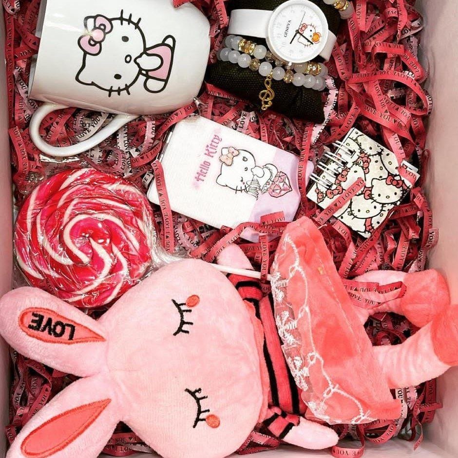 باکس ساعت و دستبند و ماگ کادوی ولنتاین پک ساعت و عروسک و خوراکی هدیه ولنتاین کادوی ولنتاین ساعت و دستبند و عروسک