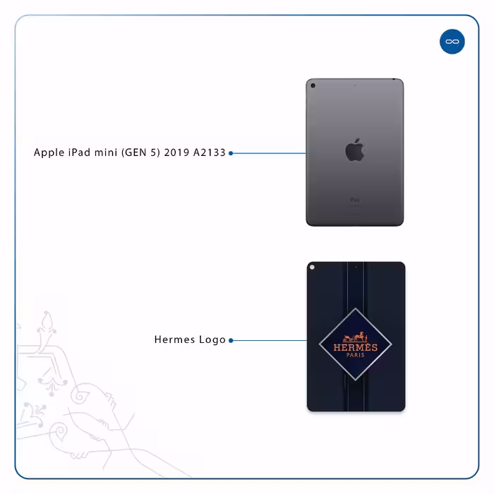 برچسب پوششی ماهوت مدل Hermes-Logo مناسب برای تبلت اپل iPad mini (GEN 5) 2019 A2133