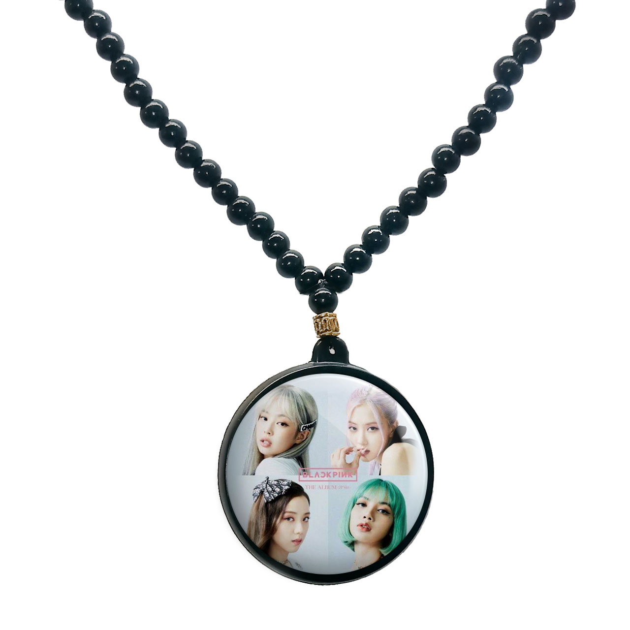 گردنبند پرمانه طرح بلک پینک کد pmd.6717 مدل دو طرفه