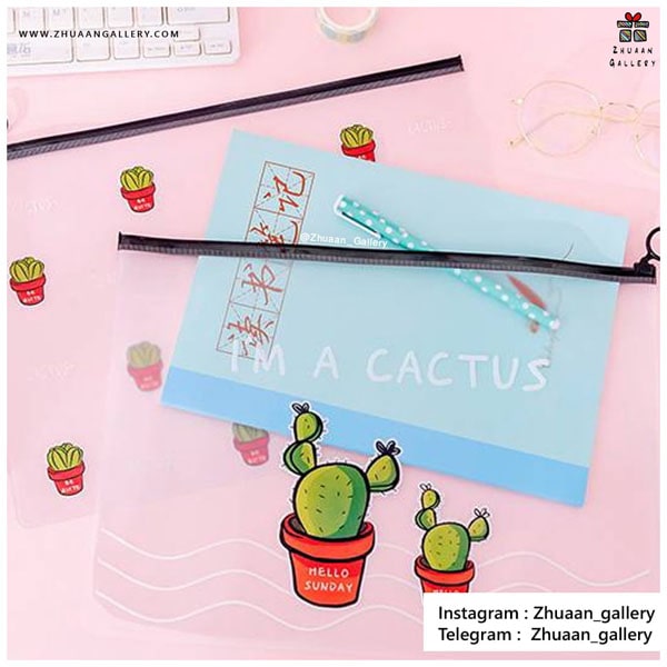 فولدر A4 زیپ دار شفاف کاکتوس