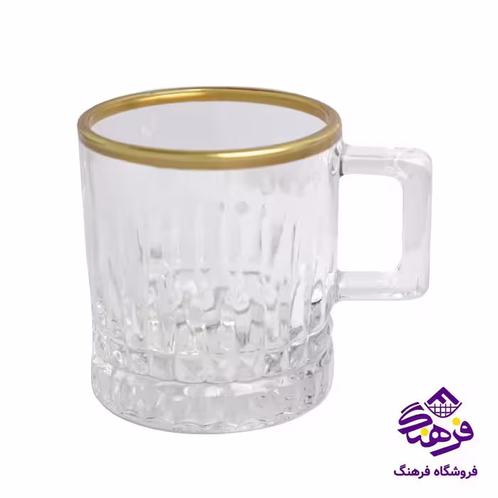 نیم لیوان جانا دسته دار زنگان لب طلا 8دک
