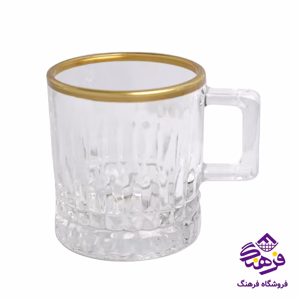 نیم لیوان جانا دسته دار زنگان لب طلا 8دک