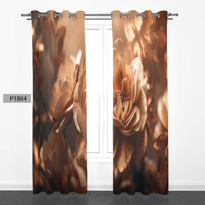 پرده هازان چاپی دوقواره دوخته شده پانچ شده هر قواره عرض 140ارتفاع 190 کد1864