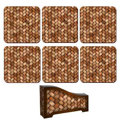 زیر لیوانی لوکسینو مدل بامبو طرح حصیری مجموعه 6 عددی