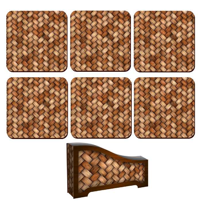 زیر لیوانی لوکسینو مدل بامبو طرح حصیری مجموعه 6 عددی