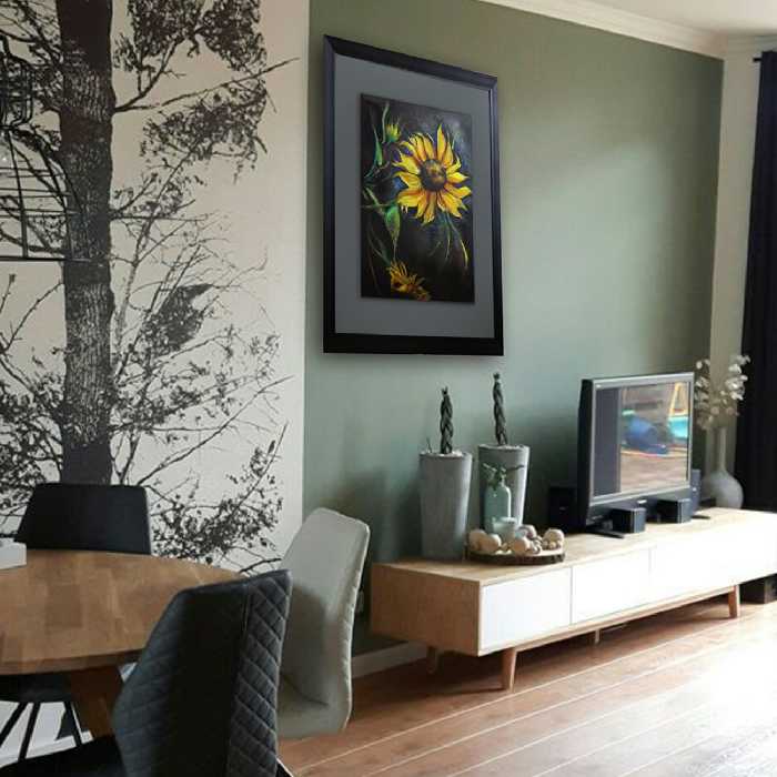 تابلو نقاشی پاستل مدل آفتابگردان های خاموش