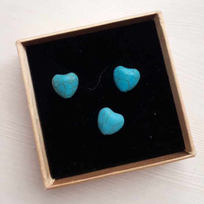 مهره فیروزه شکل قلب دو سایز  