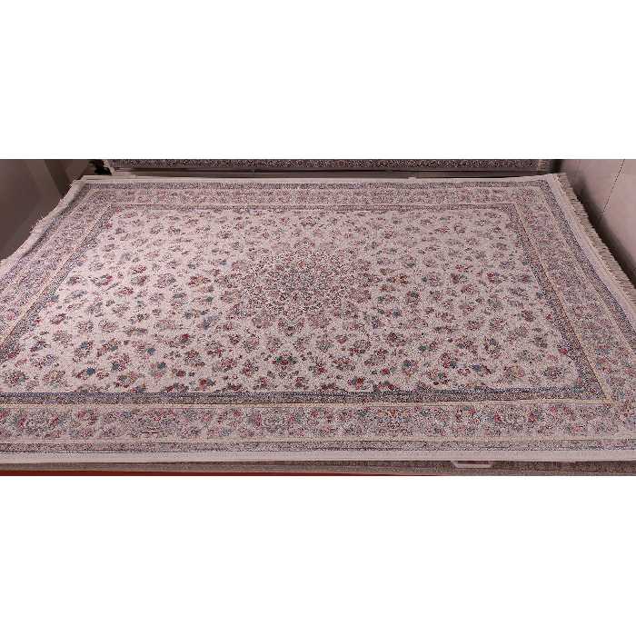 فرش ماشینی زمرد مشهد مدل 55001 زمینه کرم