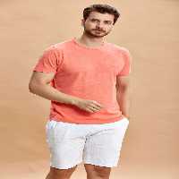 تی شرت قرمز مردانه جیمز دوچرخه یقه T مرجان اسمایل SMILE