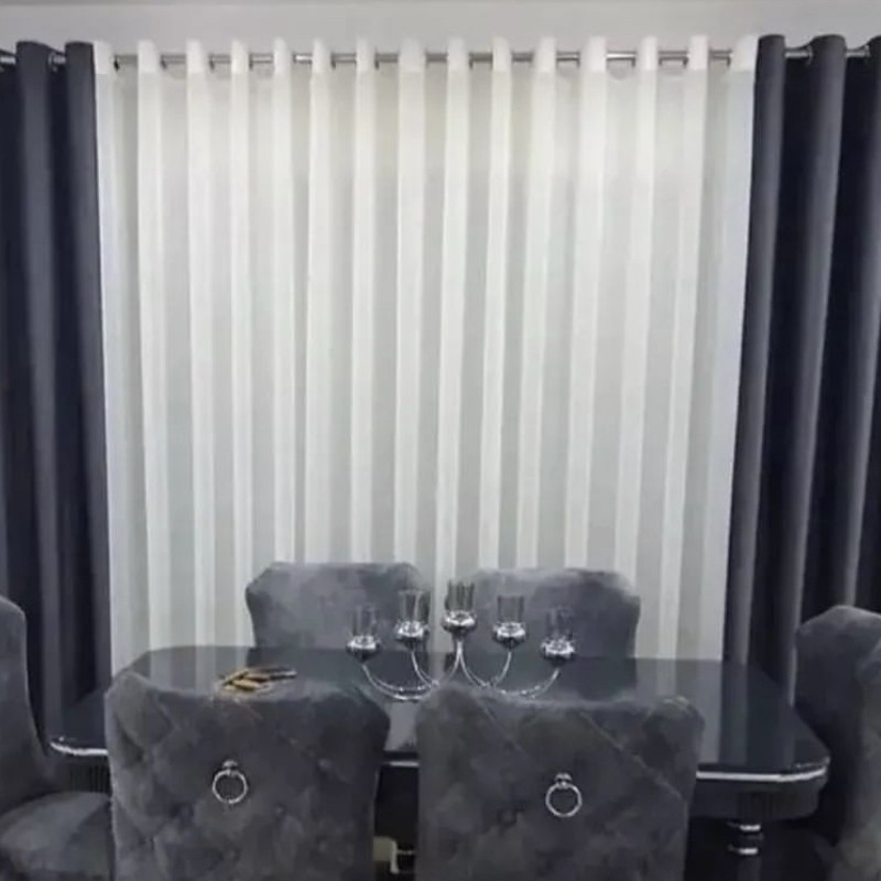 پرده کرپ پتینه بدون نیاز به آستر هر1 متر 280 پانچ مشکی