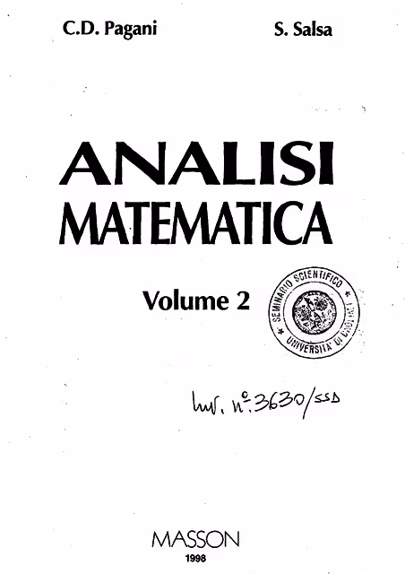 خرید و دانلود نسخه کامل کتاب Analisi matematica 2