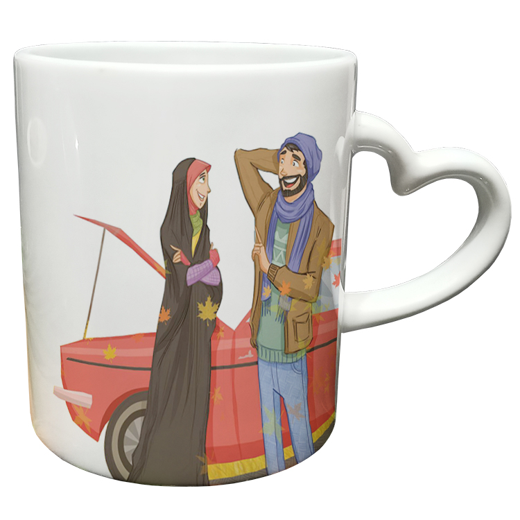 ماگ مدل دسته قلبی طرح عاشقانه کد 295