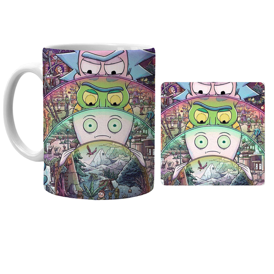 ماگ مدل ریک اند مورتی کد xm17 به همراه زیرلیوانی