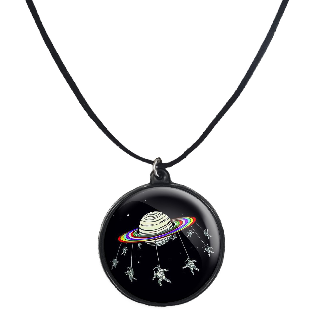 گردنبند پرمانه طرح هوا فضا و فضانورد کد pmb.4390 مدل دو طرفه