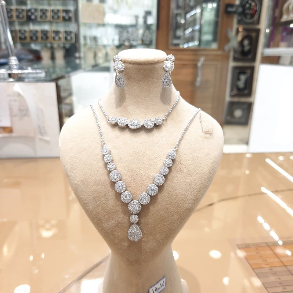 سرویس نقره مارسا نگین میکرو و بدون ریزش، آبکاری طلا سفید