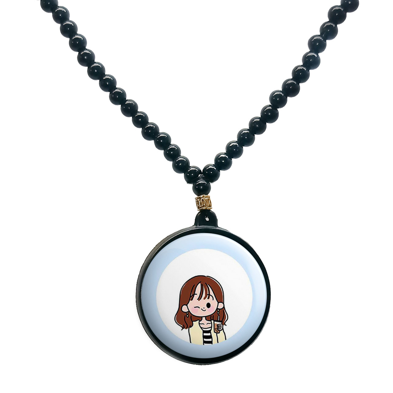 گردنبند پرمانه طرح دخترونه کد pmd.8466 مدل دو طرفه