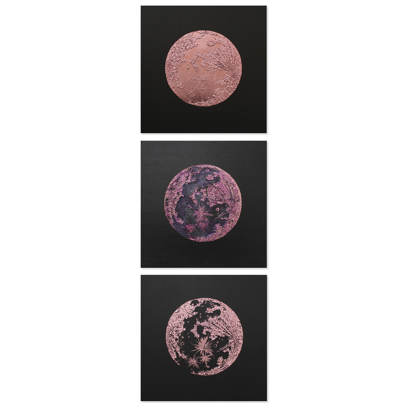 تابلو نقاشی اکریلیک طرح ماه کد 2898 مجموعه 3 عددی | دنیای قاب