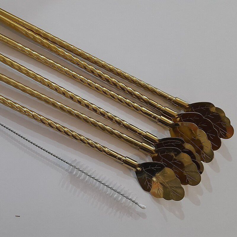 نی استیل قاشقی فرچه دار طلایی