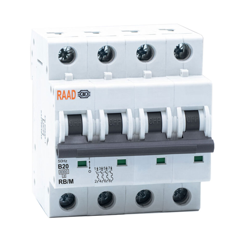 کلید مینیاتوری 4 پل 20 آمپر RB-M-4P-B20-6KA رعد