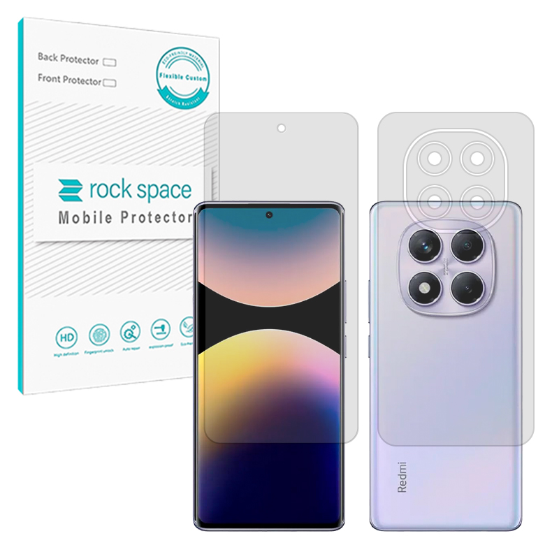 گلس محافظ صفحه نمایش و پشت گوشی شیائومی Redmi Note 14 Pro 4G مدل نانو هیدروژل مات (گیمینگ) برند راک اسپیس کد SS